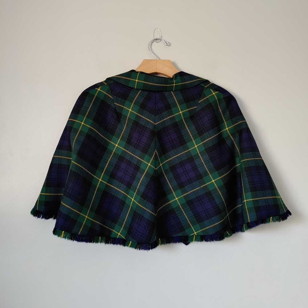 Vintage Aljean Wool Cape Plaid Tartan - Picture 2 of 16